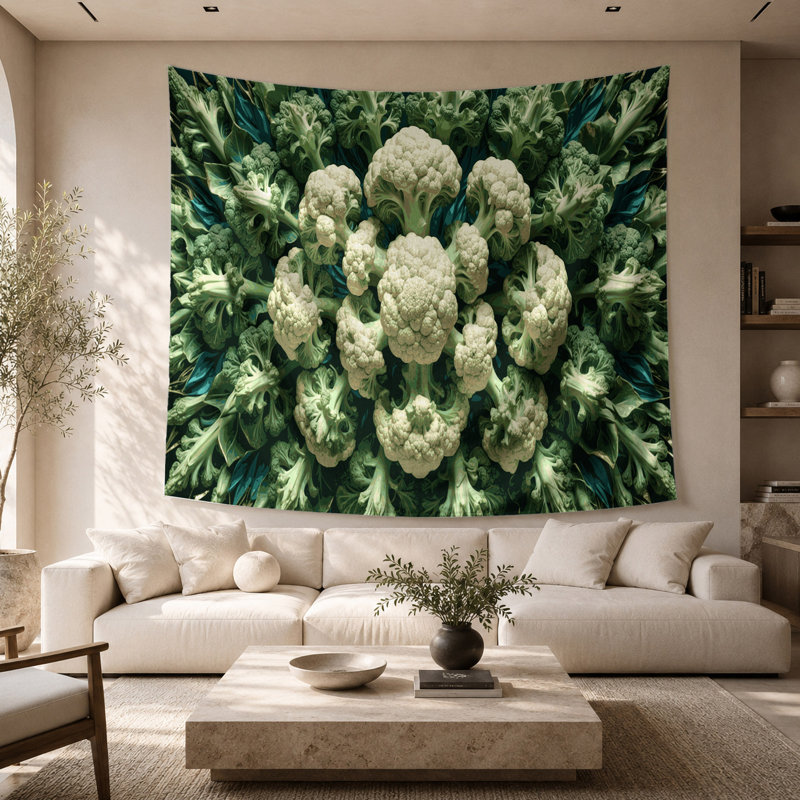 Tapisserie murale légumes chou-fleur Romanesco, 68 po x 80 po