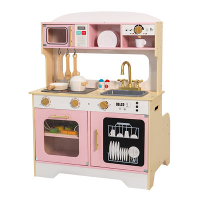 Wooden Play Kitchen Set For Kids Toddlers