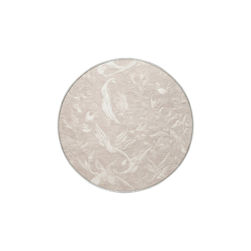 Tapis beige soyeux et moelleux, Rond 8 pi