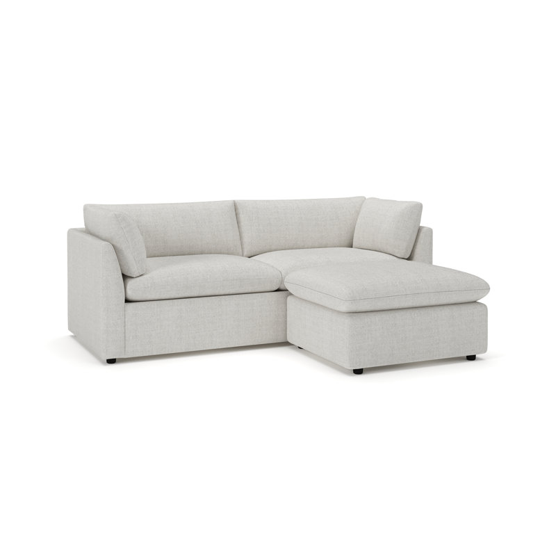 Kallie Upholstered Sofa With Ottoman, Monique Oyster Boucle