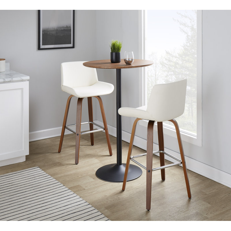 Tabourets de bar à hauteur fixe Rondell avec repose-pieds carrés, Blanc / Blanc