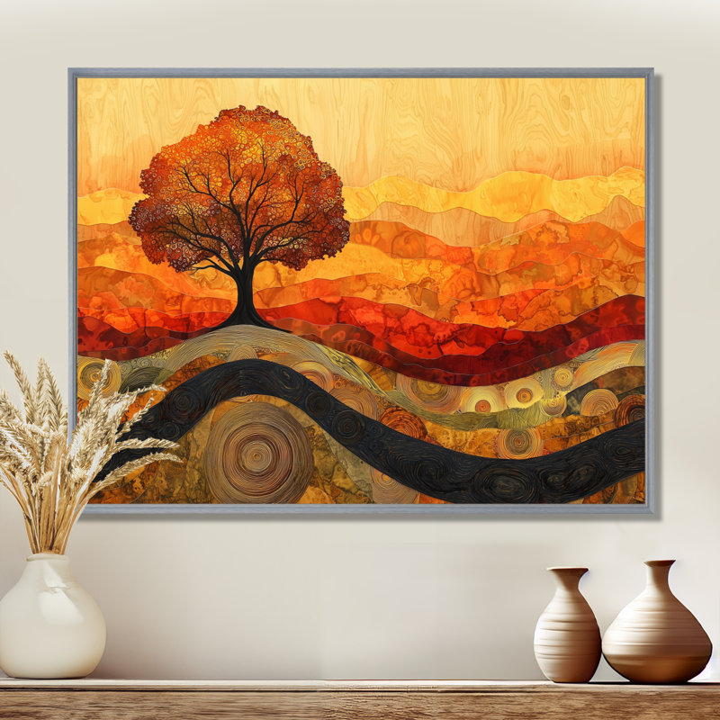Bouleau d'automne avec des racines de sérénité II - impressions encadrées, H 30 po x l 40 po, Cadre flottant, Argent