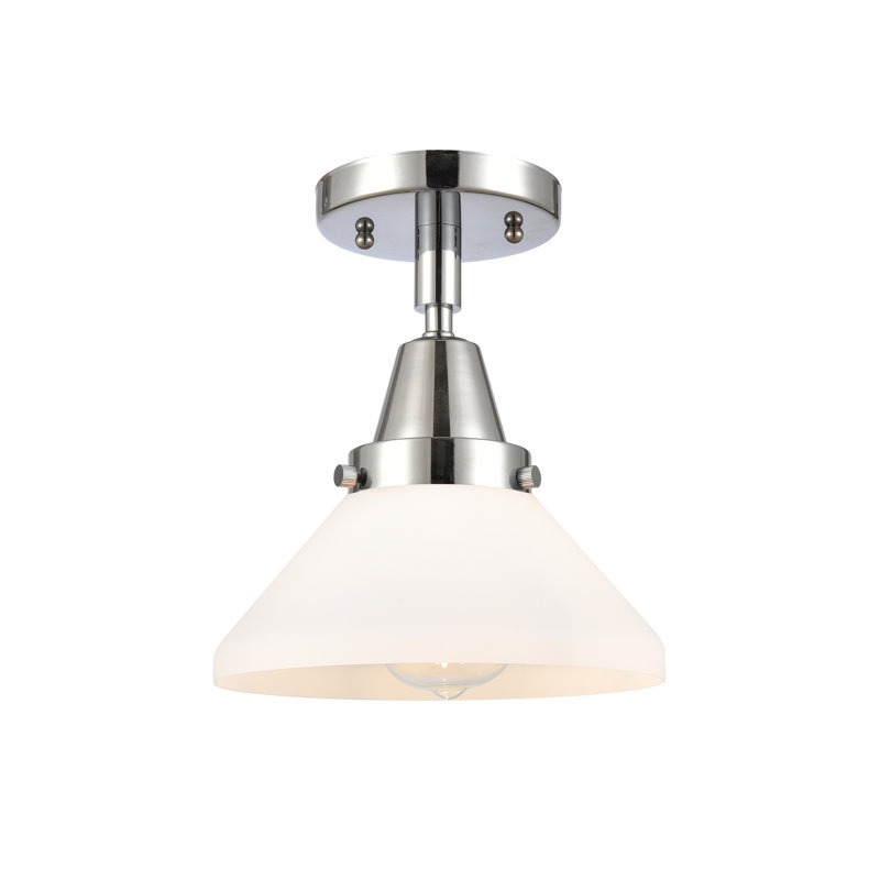 Plafonnier semi-encastré en verre Amede, Blanc mat, Chrome poli