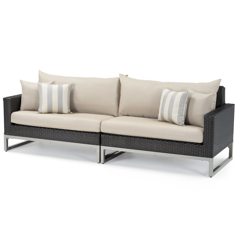 8 Piece Motion Deep Seating Patio Conversation Set, Brown, Navy Blue