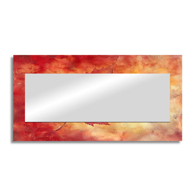 Autumn Sunset Maple Leaf II - Leaves  Large Mirror Wall Art - Printed On Metal