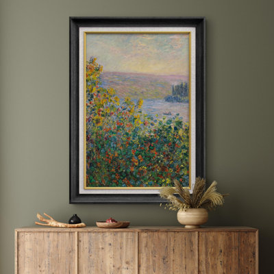 «Pastel Flower Bed at V? Theuil» par Claude Monet - peinture sur toile encadrée