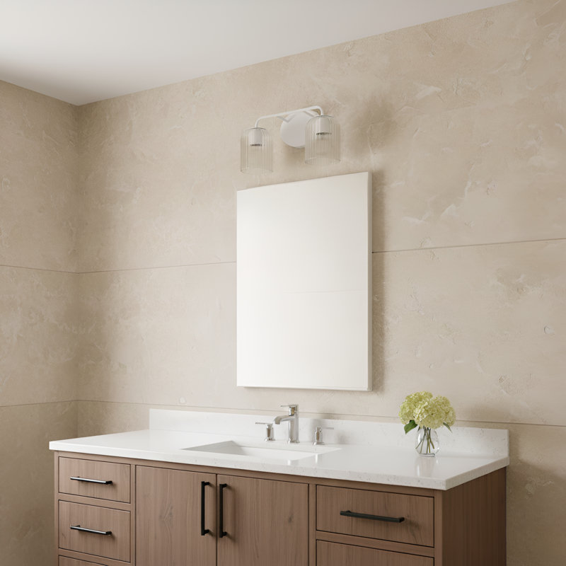 Petit meuble-lavabo Eisele de Génération Éclairage , Blanc mat, Deux lumières, H 8,75 po x l 14 po x P 6 po