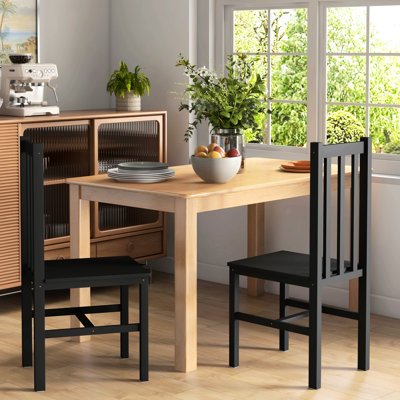 Dining Chairs (2), Black Slat Back, Solid Pine, Versatile For Different Decorations, 264 Lbs Bearing Capacity 2pcs Room Chairs, Style, Pine Wood, For Various Occasions, Max Weight