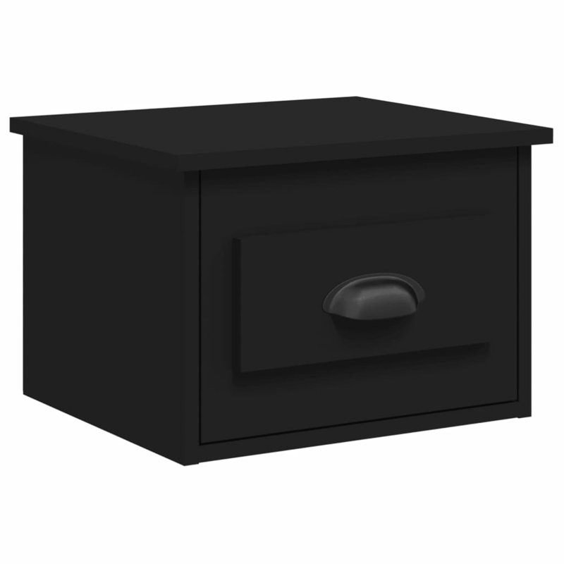 Lurette 41.5cm W Solid + Manufactured Wood Bedside Table, Black, Individual