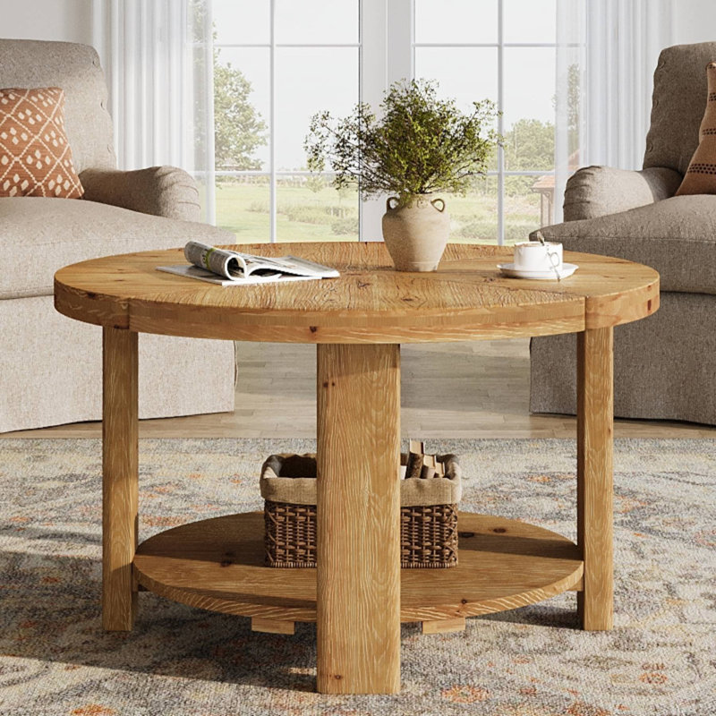 Solid Wood Four Leg Coffee Table with Storage