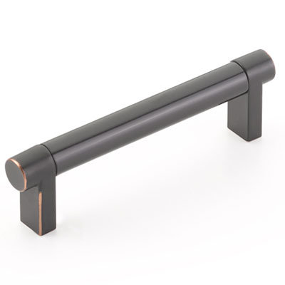 Emtek Select Cabinet Pull w/ Rectangular Stem & Smooth Bar, 8" Center to Center, Oil Rubbed Bronze
