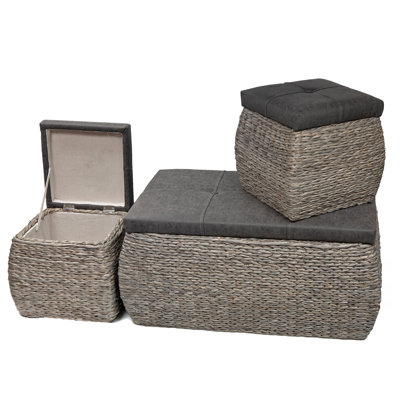 Repose-pieds de rangement rectangulaire capitonné de 34,65 po de largeur