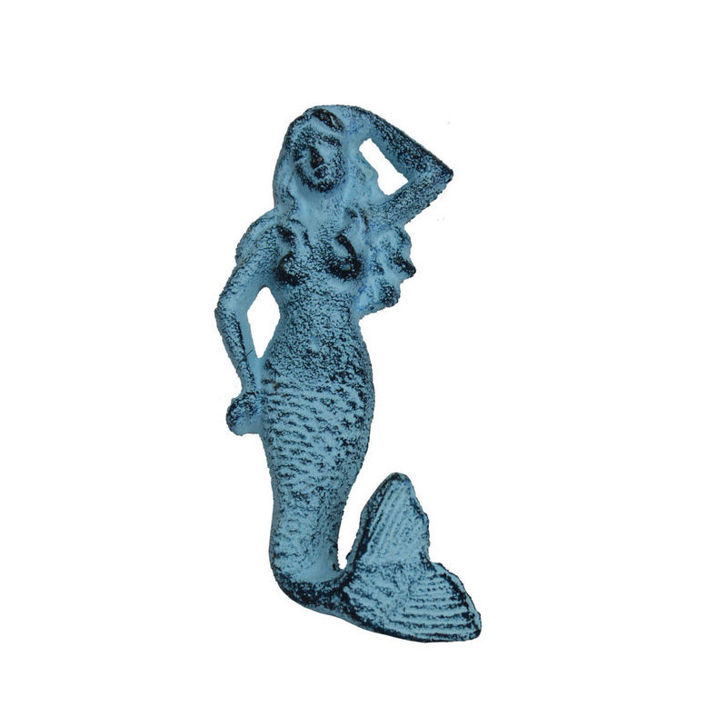 Crochet mural Burdine Mermaid, Bleu pâle rustique délavé