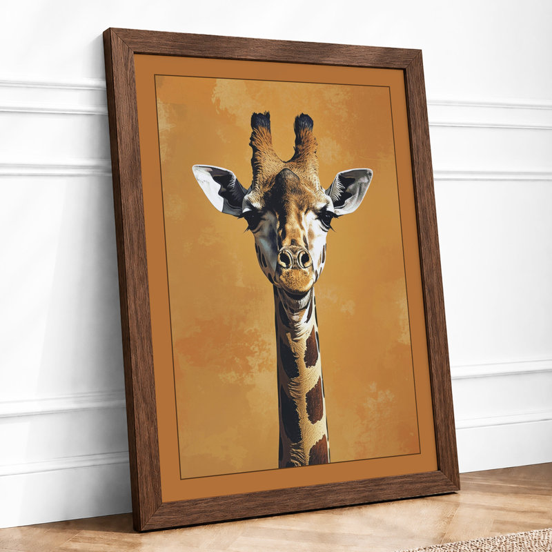 Giraffe Portrait Modern - Framed Print, A1 - 84.1 x 59.4 cm, Walnut