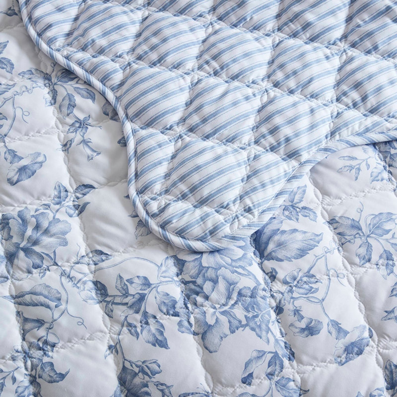 Ensemble de courtepointe 4 pièces avec coussin décoratif, Grand lit, Blue