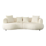 102.36 Inch Mid Century Modern Sectional Curved Sofa Couch, Comfy Sofa For Living Room,Upholstered 4-Seat Sofa Boucle Fabric Cream Style Couch For Apartment,Green