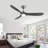 3 Blade Gray Solid Wood Ceiling Fan With Light And Remote Control-60340095