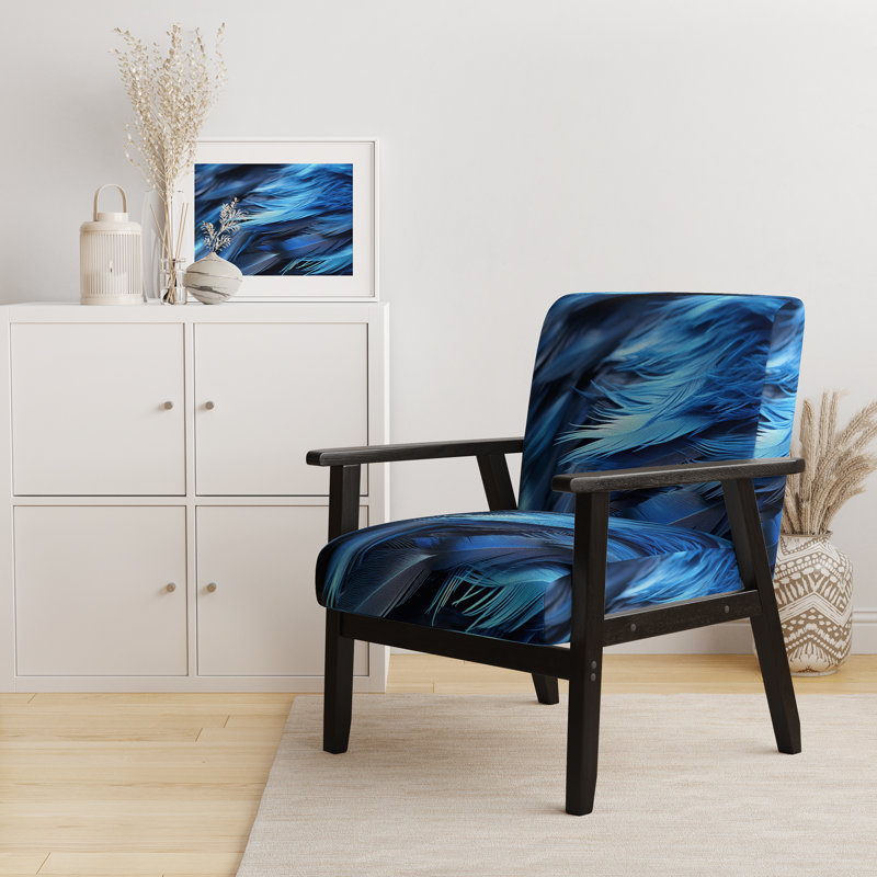Blue Heron Feathers Of Light I - Upholstered Modern Arm Chair