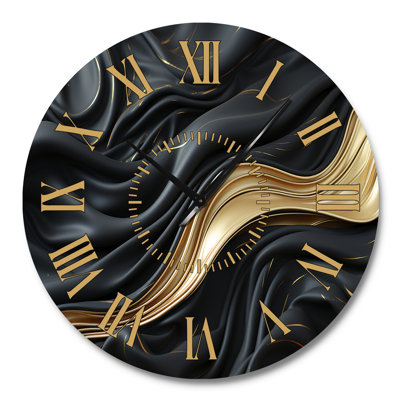Horloge murale dorée et noire Soft Wave Fusion