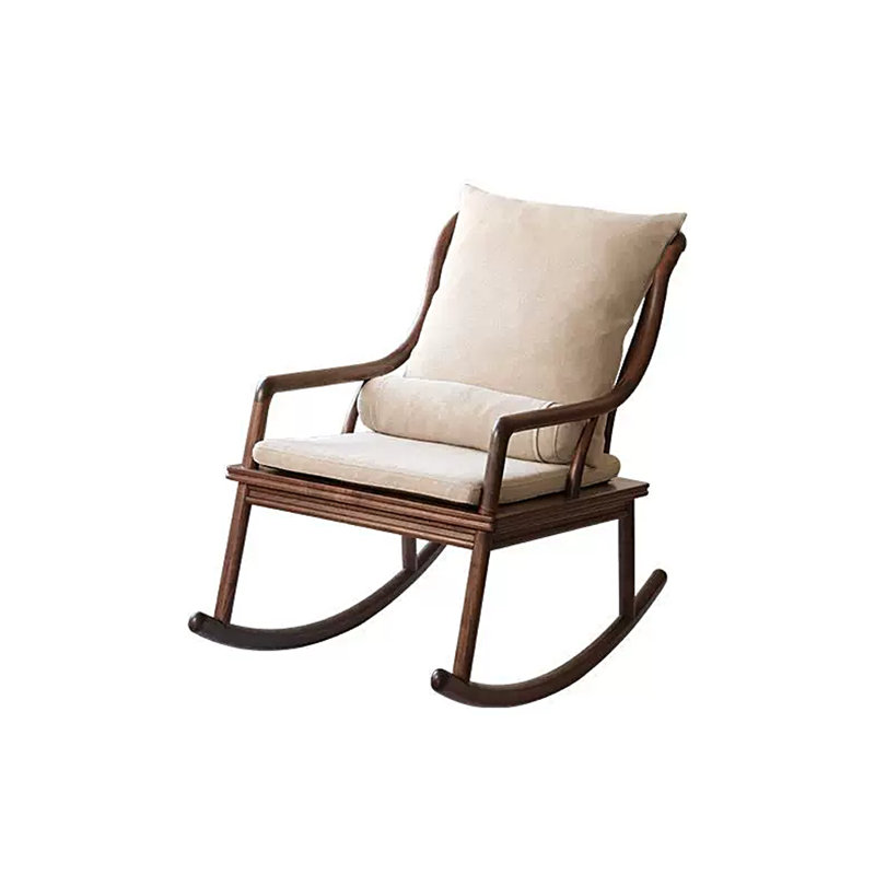 Chaise berçante en bois massif, Beige