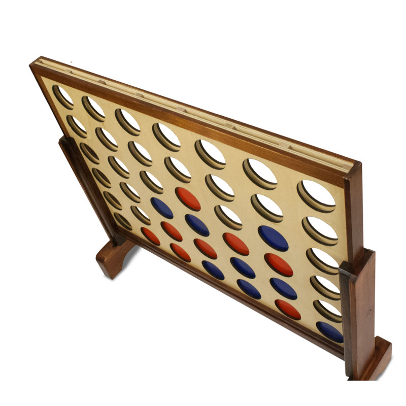 Giant Wooden 4-In-A-Row Game with Red and Blue Coins