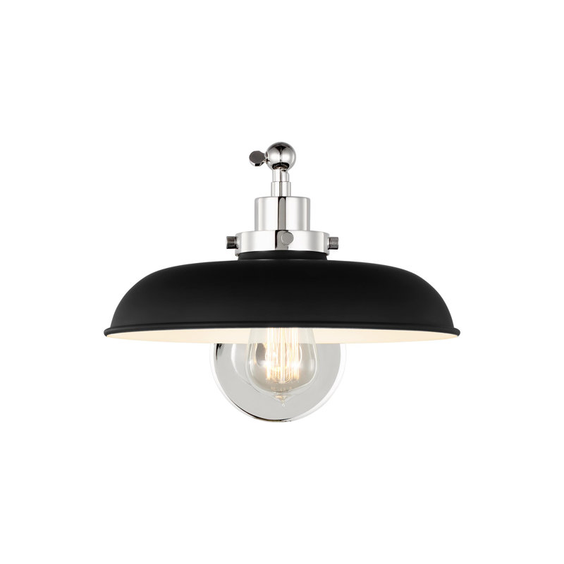 Wellfleet 1 - Light Armed Sconce, Polished Nickel, Midnight Black