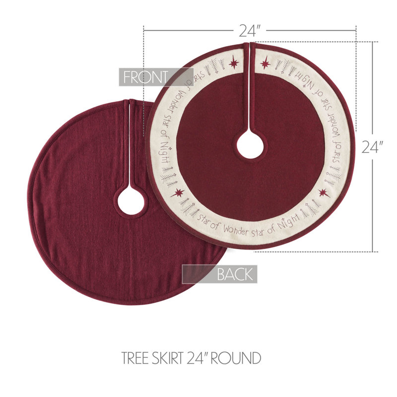 Burgundy and Cream Felt 24" Christmas Tree Skirt