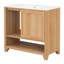 Meuble-lavabo moderne 36 po avec lavabo en céramique, armoire en bois d'hévéa avec porte coulissante et 2 tiroirs à fermeture en douceur (naturel)