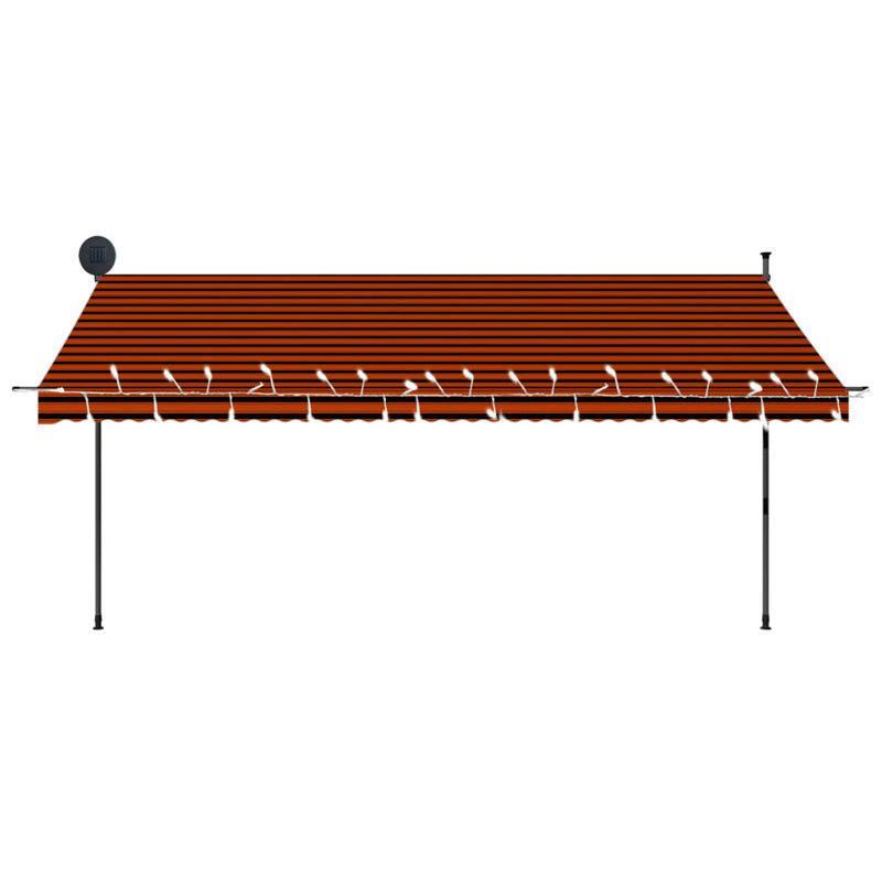 VidaXL Retractable Awning with Hand Crank and LED Sunshade Shelter for Outdoor, 1118.11" H x 118.4" W x 49.21" D