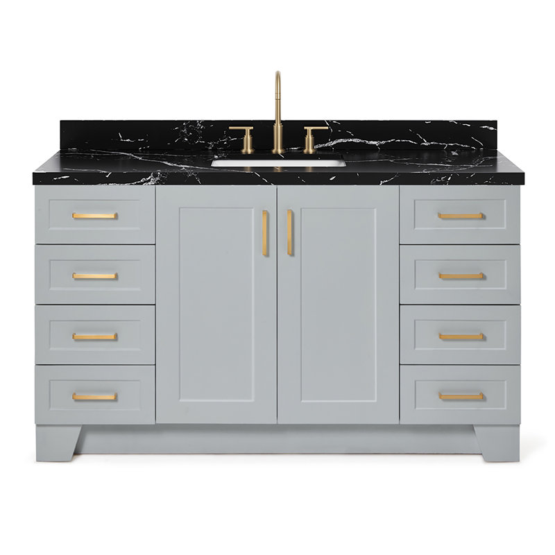 61 IN.  Single Bathroom Vanity, Gray, Rectangle, Carrara Quartz