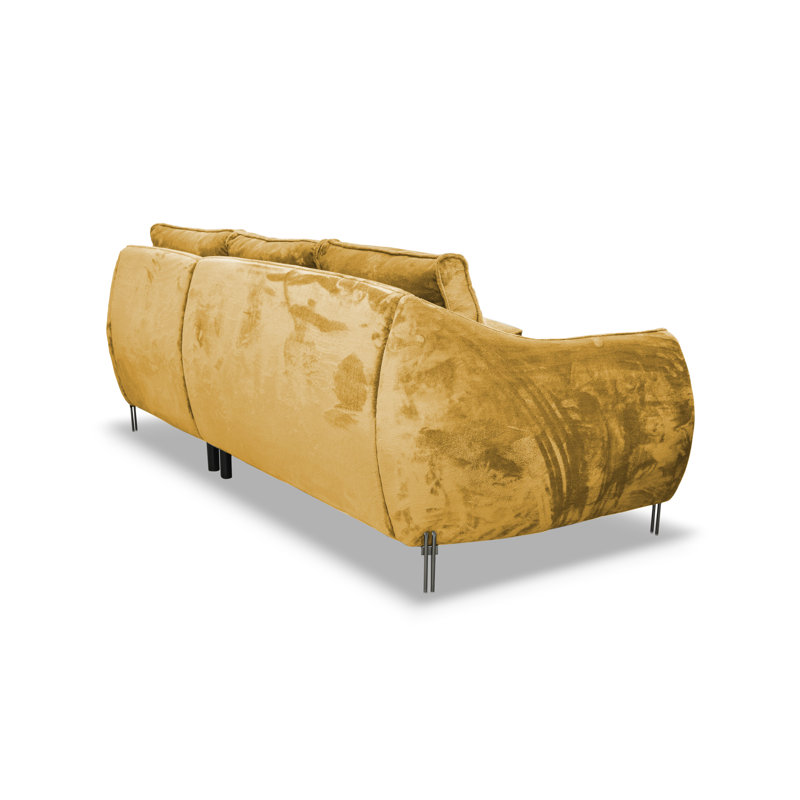 Adly 3 Seater Fabric Sofa & Chaise, Right Hand Facing, Gold