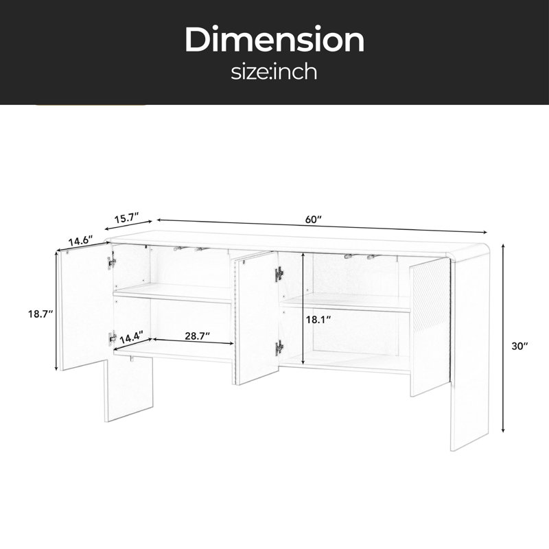 60'' Sideboard, Apricot Cream
