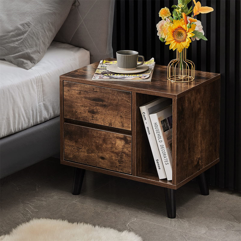 Marcotta 50cm W Bedside Table, Brown