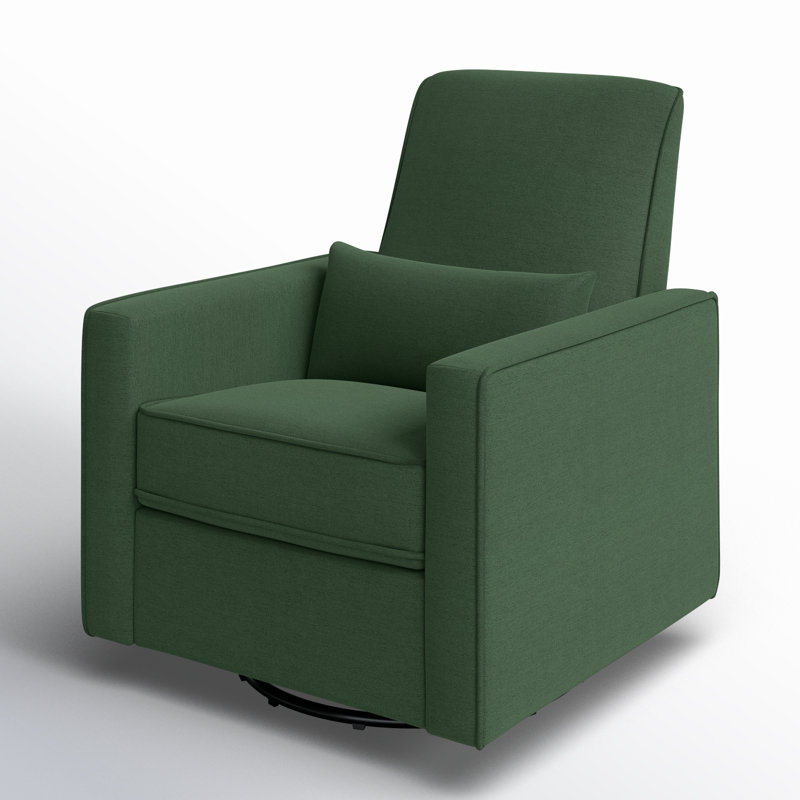 Pine Green Swivel Recliner with Wood Frame