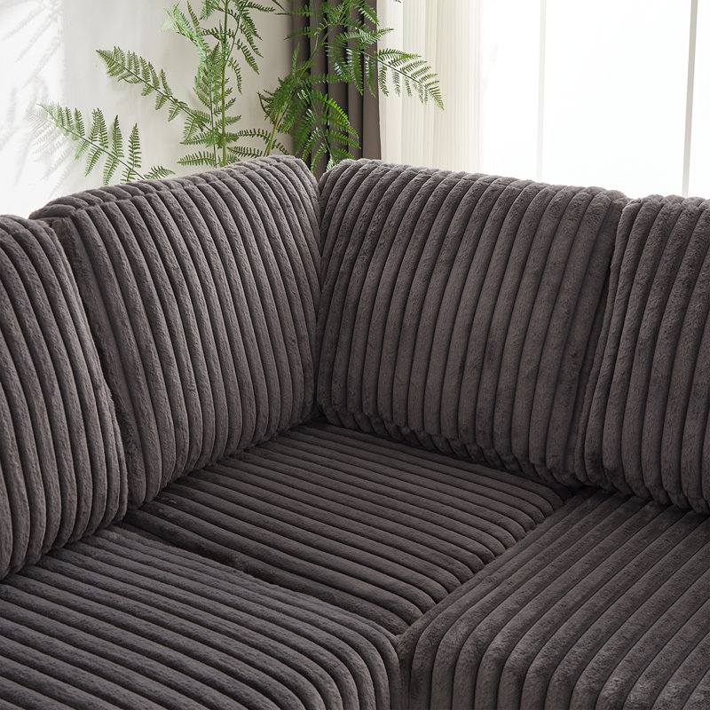 Cylan 110'' Upholstered L Shaped Sofa, Dark Gray