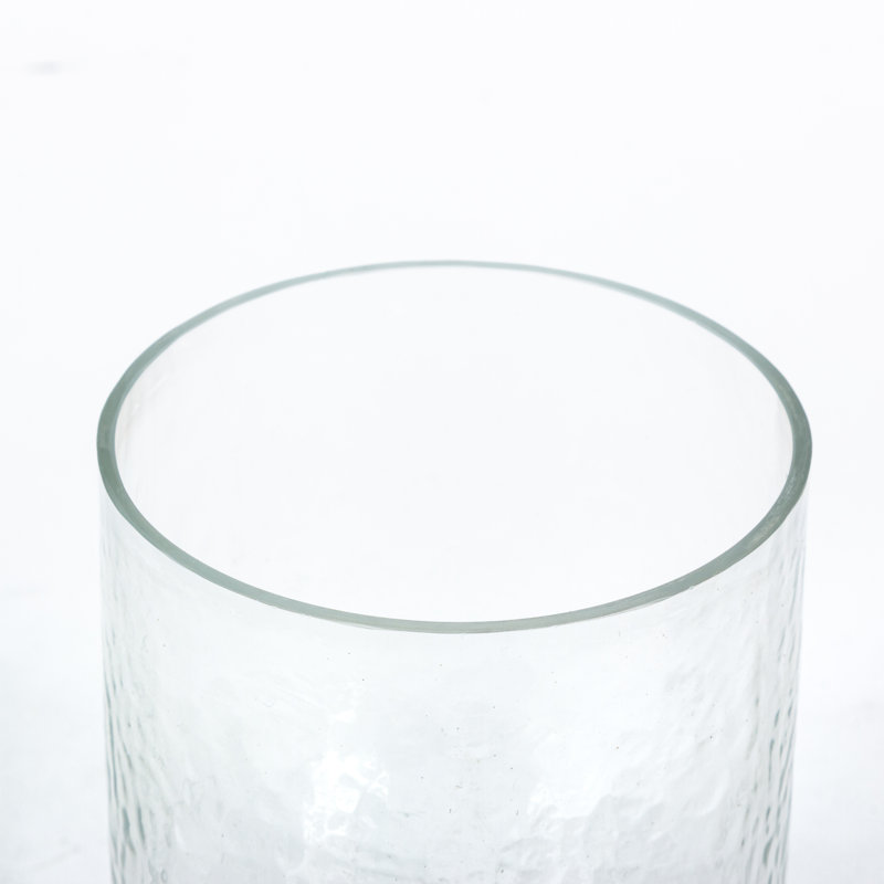 Petit pot en verre de 4,6 pouces de hauteur et dessus en bois incrusté de métal de la collection Heritage