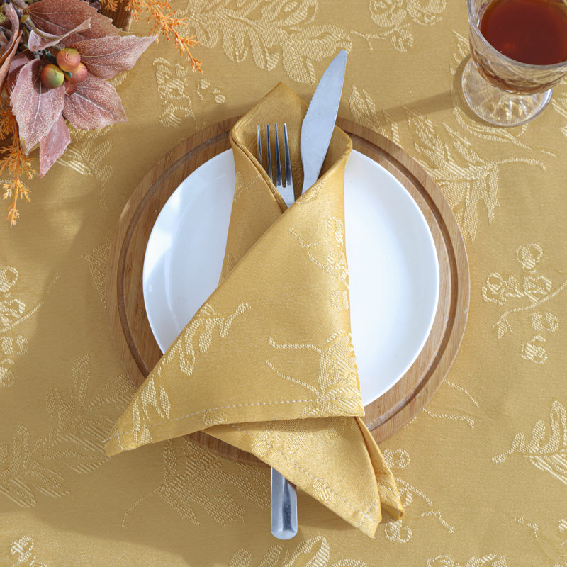 Rhone Polyester Floral Square Napkin, Gold