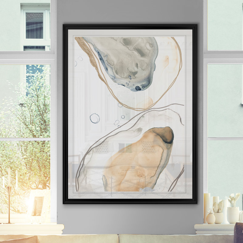 «Ocean Oysters IV», reproduction sur toile, H 22,5 po x l 30,5 po , Noir, Impression encadrée