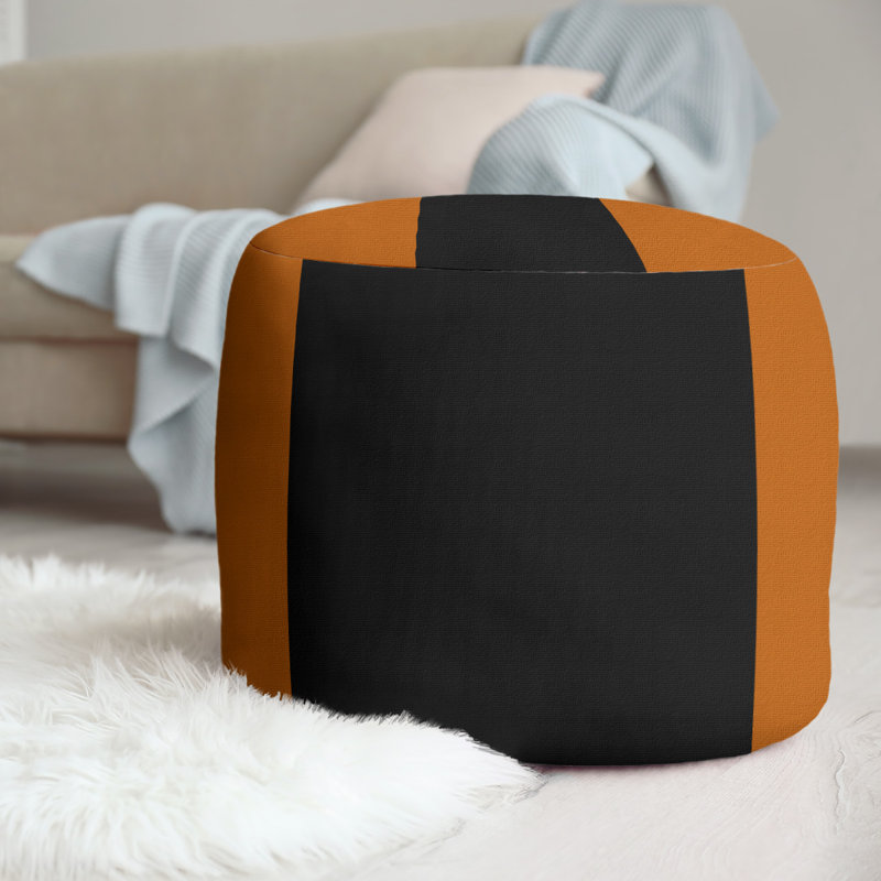 Repose-pieds cubique rond à rayures 20,5", Orange / noir / orange