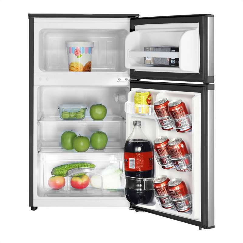 Compact Stainless Steel 3.1 cu ft Mini Refrigerator with Top Freezer