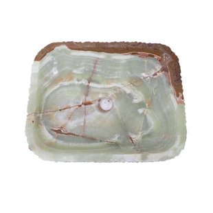 Handmade Marble Onyx 18.25" Artisanal Vessel Bathroom Sink, Moss Green
