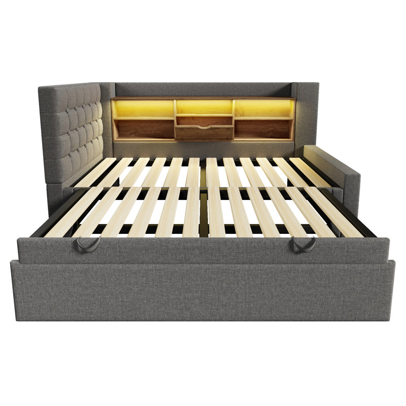 Upholstered with Trundle, Grey