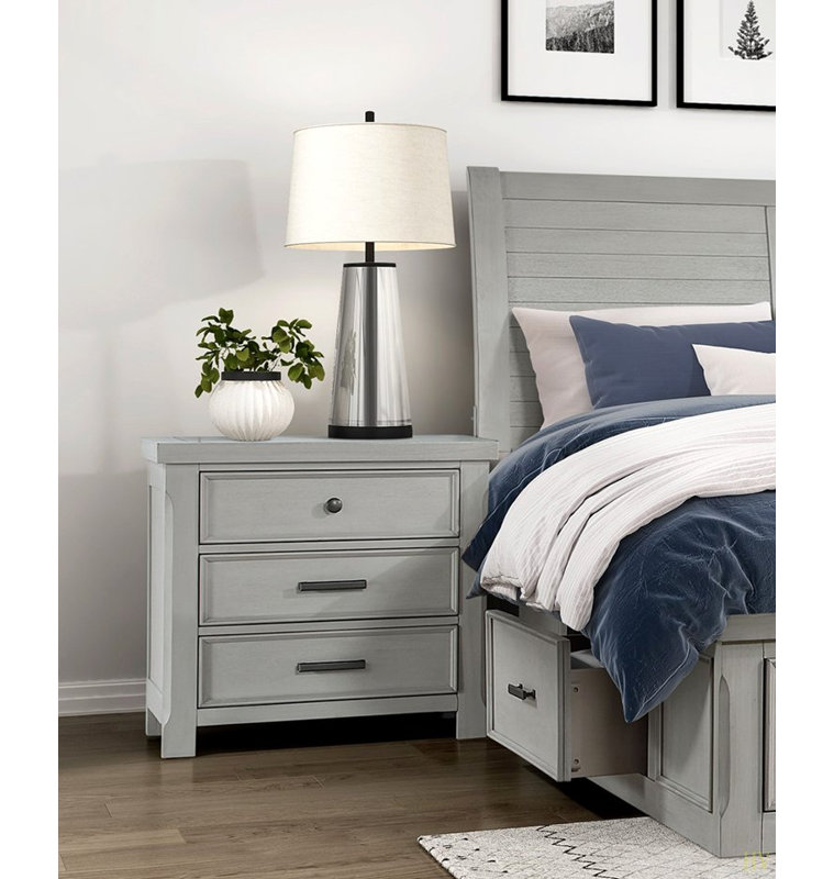 Table de chevet 1 pièce avec 3 tiroirs de rangement pour meubles de chambre à coucher en bois de style campagnard