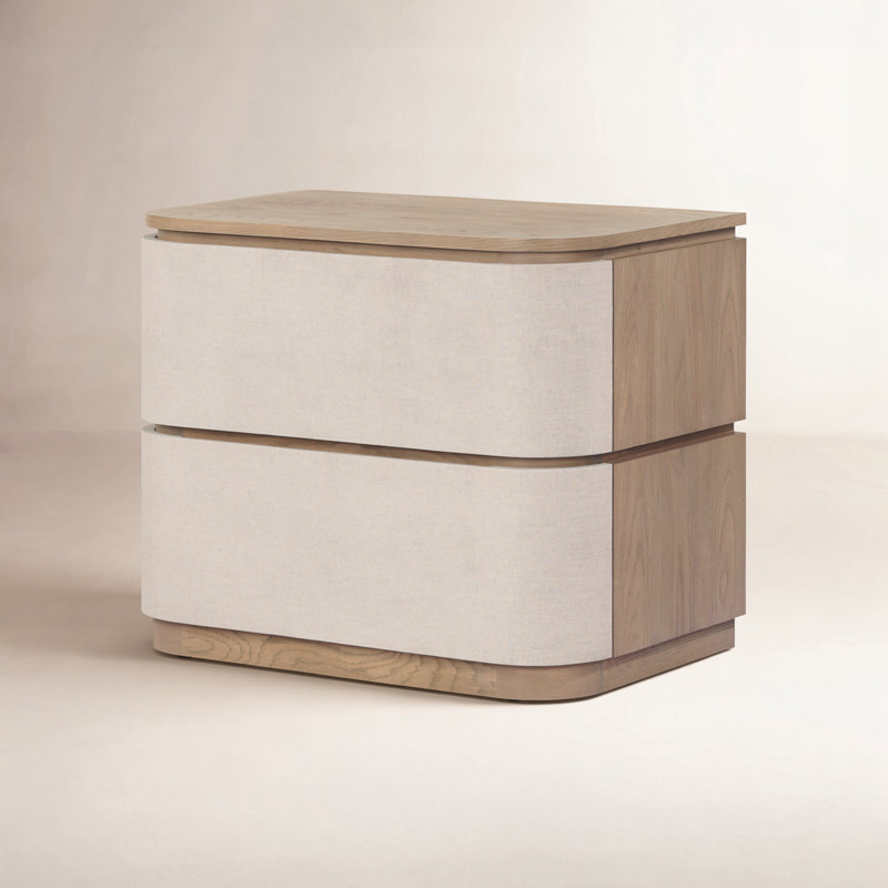 Mariella Nightstand-Beige Painted Linen