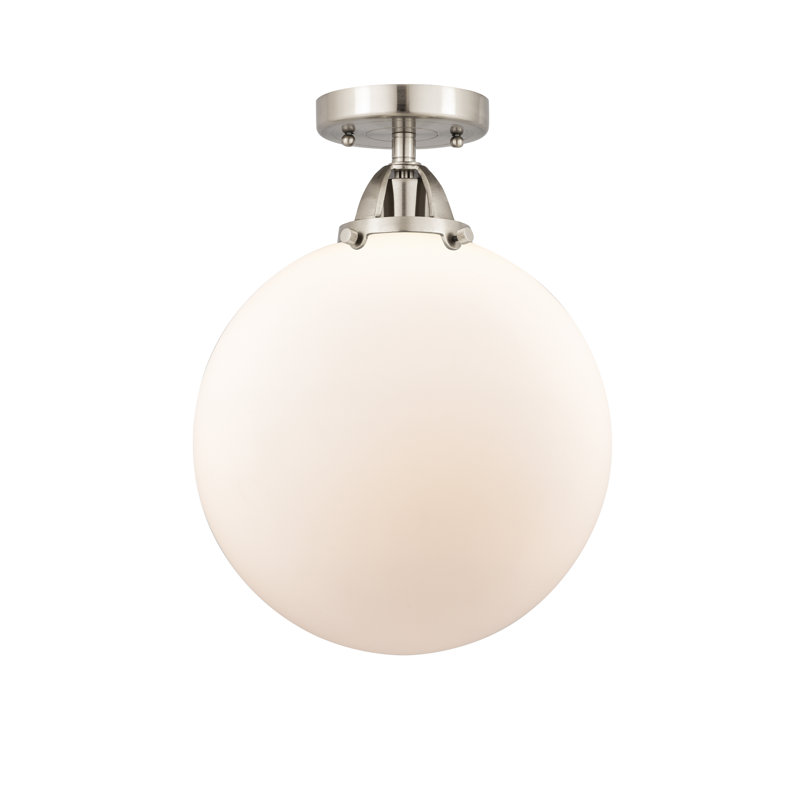 Alphonsa Glass Semi Flush Mount, Led, No, Brushed Satin Nickel