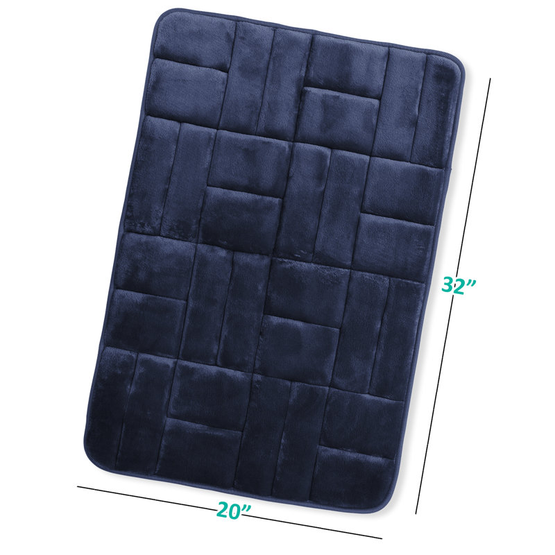 Tapis pour salle de bain en mousse viscoélastique ultra douce et absorbante, L 20 po x L 32 po, Bleu marine