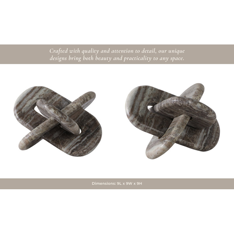 Sagebrook Home 9X9" Rounded Marble Knot, Gray