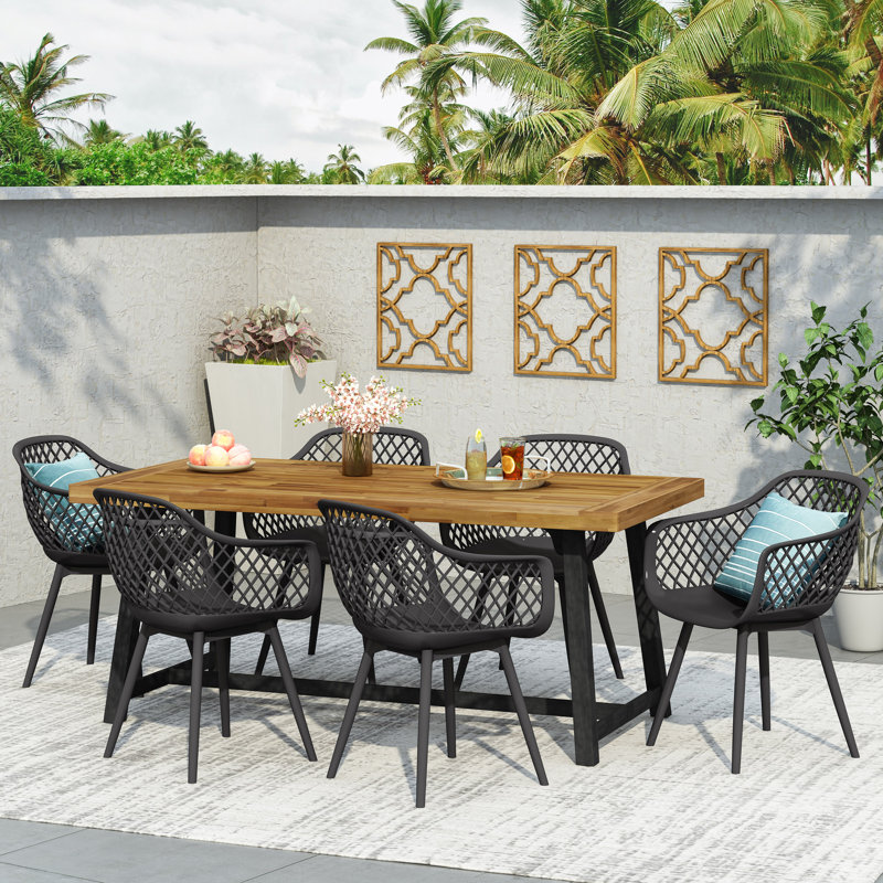 Furman 6 - Person Acacia Patio Dining Set with Rectangular Table