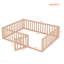 Structure de lit grand lit en bois avec clôture et porte, naturel-1891624643