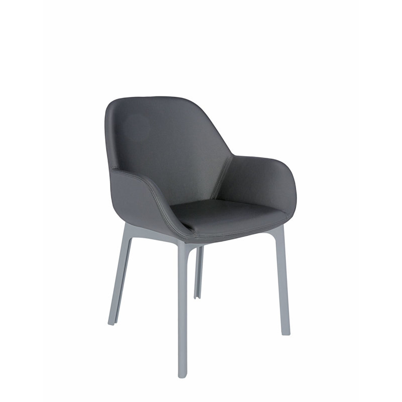 Clap Upholstered Arm Chair, Dark Gray, Taupe